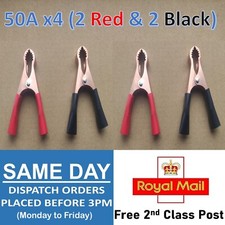 4x Crocodile Clips Alligator Clamps Battery Electrical Test Insulated 50A DIY