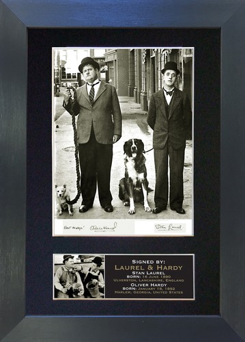 Laurel hardy signed - &, mounted