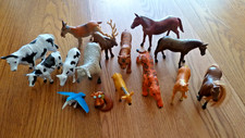 MIXED BUNDLE of PLASTIC TOY ANIMALS Cows, Sheep, Goat, 4 Horses, Tigers etc (44)