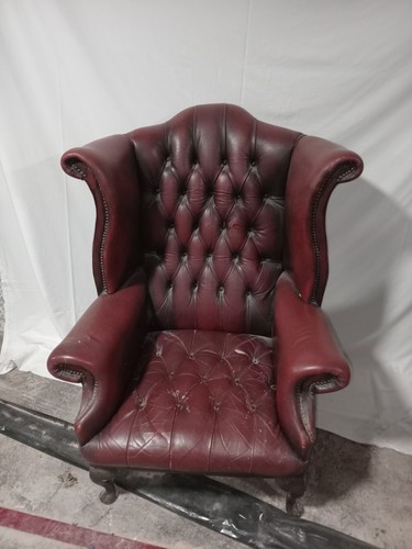 Oxblood leather chesterfield - oxblood,