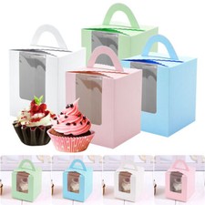 20Pcs Cupcake Boxes Single Individual Cup Cake Box & Window Removable Inner Tray