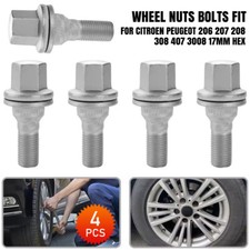 Wheel Nuts Bolts x4 Fit For Citroen Peugeot 206 207 208 308 407 3008 17mm HEX UK