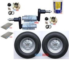 550Kg Trailer Suspension Units with Hubs 10" 6PR Wheels Plates Grease - Set 9