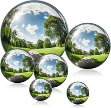 6PCS Steel Silver Mirror Sphere Hollow Gazing Ball Home Garden Ornament Decor