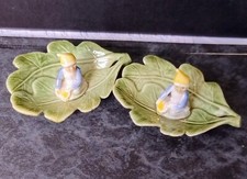 SHAMROCK POTTERY IRELAND--WE HAVE 2 LEAF SMAL DISHES LONG APPROX 4 INCH