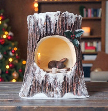 Handmade Tree Stump Mouse House Christmas Decoration with Sleeping Mouse Gift
