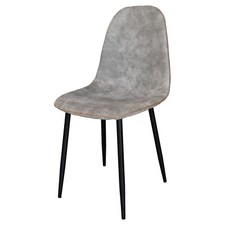 Light Grey Buckskin Dining Chair With Orange Stitching Lightweight