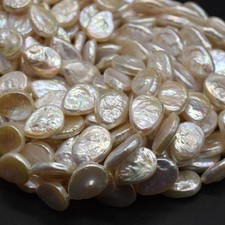 White Freshwater Raindrop / Teardrop Pearl Beads - Iridescent Hue - 11mm x 14mm 