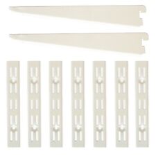 Twin Slot Shelving System Garage Industrial White Uprights, Brackets & Bookends