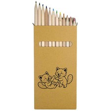 12 x 'Red Pandas Playing' Long 178mm Coloured Pencils / Pencil Set (PE00084613)