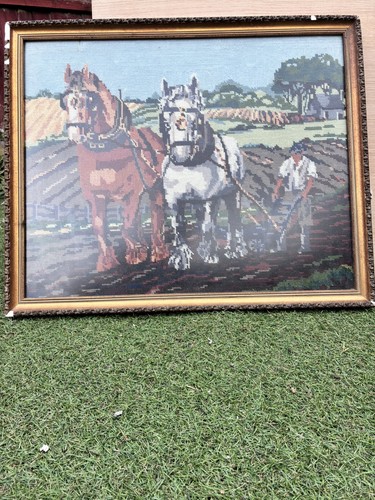 Vintage framed tapestry - tapestry, /
