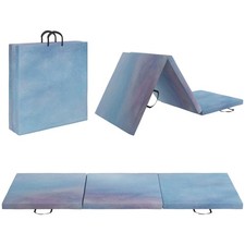 HOMCOM 6FT Foldable Gymnastics Mat, Tri-Fold 2" Thick Crash Mat, Blue