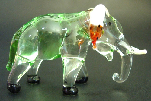 Blown glass elephant figure - blown,