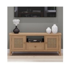 CLEARANCE COTSWOLD OAK WIDE TV UNIT PLASMA 2 DOORS 1 DRAWER EX-DISPLAY