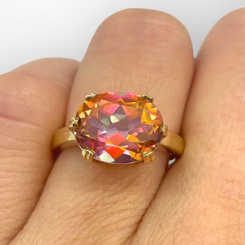 Gold ring mystic topaz - topaz, 9carat