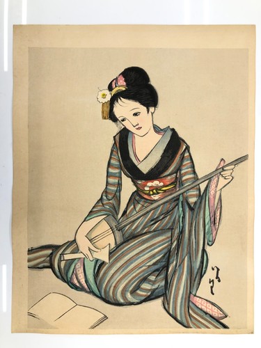 Yumeji woodblock print - woodblock, print: