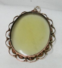 Antique 9ct Gold Large Glazed Locket Pendant 22948