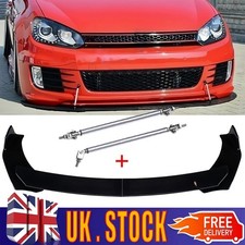Front Bumper Lip Splitter Spoiler Body Kit + Strut Rods For VW Golf MK6 MK7 GTI