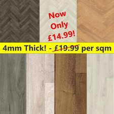 Tarkett 4MM THICK Cushion Lino Floor - Herringbone Parquet Wood Kitchen Bathroom