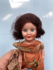 1950’s Rosebud Miniatures Vintage Hard Plastic Doll - Brunette In Orange Outfit