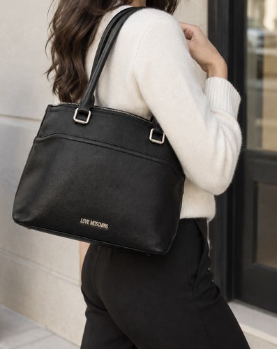 Black faux leather structured - faux-leather,