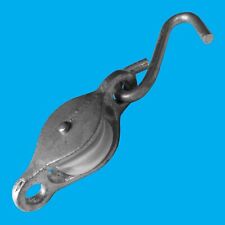 1x Galvanised Steel Single Wheel Washing Line Hooked Pulley, Cord, Laundry Dryer