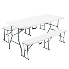 6FT CATERING CAMPING HEAVY DUTY FOLDING TRESTLE TABLE PICNIC BBQ PARTY BENCH