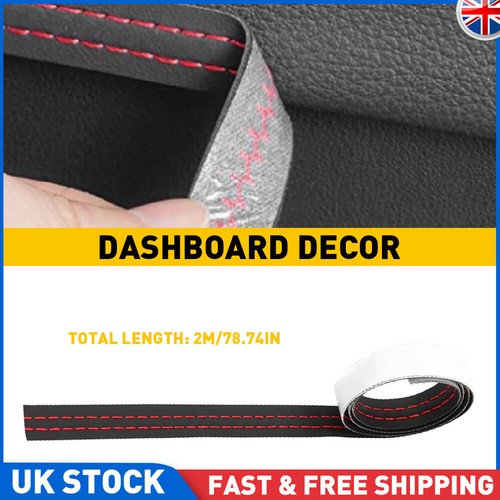 Red leather car dashboard - leather,