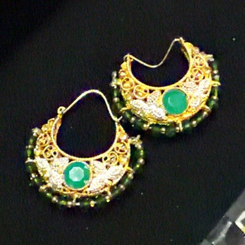 Gold tone metal hoop earrings - metal,