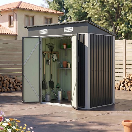 Garden shed 6x4ft metal pent - garden,