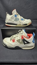 Nike Air Jordan IV 4 What The 4 SE White Red Blue Cement Size 1.5Y (BQ7669-146)