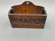 Antique Vtg Wooden Letter Rack Holder Box Wall Mountable 19C. English Folk Art