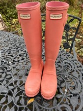 Salmon Pink Long Ladies Hunter Wellies Size Uk 3 or Eu 36