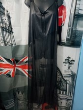 PETRA FASHIONS SIZE 1X BLACK NYLON SHEER LONG NIGHTIE 