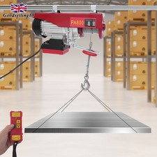 800kg Electric Hoist with Wireless Remote Control 12m Steel Cable 2 Slings UK