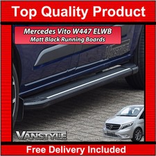 FITS MERCEDES VITO W447 2014> EXTRA LONG VAN BLACK SIDE STEPS RUNNING BOARD BARS