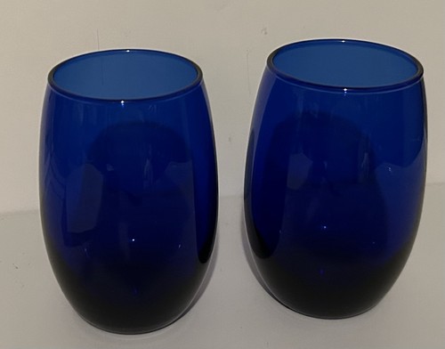 Vintage cobalt blue - , stemless