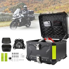 65L Motorcycle Rear Top Box Black Aluminium Alloy Tail Carrier Tool Luggage Case