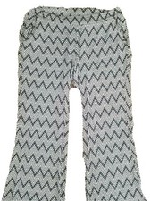 BAR III Bell Bottom Pants Womens Size Large Black White Elastic Waist Pockets