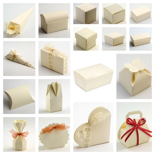 Ivory silk favour boxes and - favour,