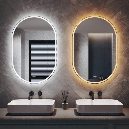 Oval led bathroom mirror - led,