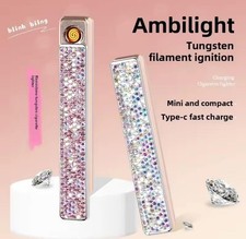 New Women's Lighter Fashion Cute Mini Diamond USB Lighter Outdoor Windproof Comp