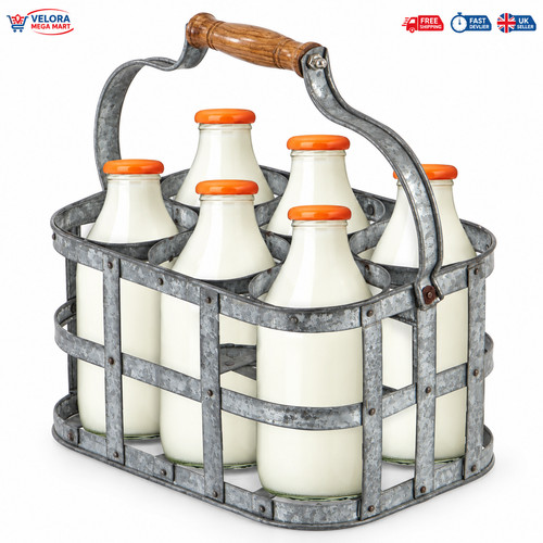 Galvanised milk bottle holder - milk,
