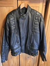 Vintage 80's Belstaff Leather Motorcycle Jacket Size 40 Twin Track Zip Used 