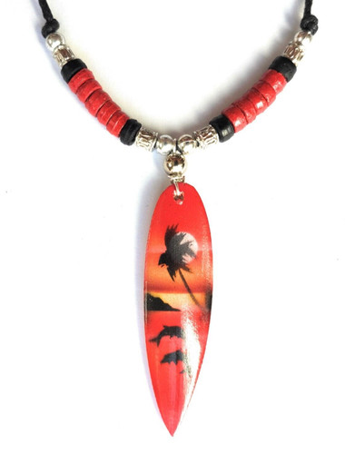 Surf surfer necklace - , red