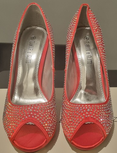 Women red satin rhinestone - red,