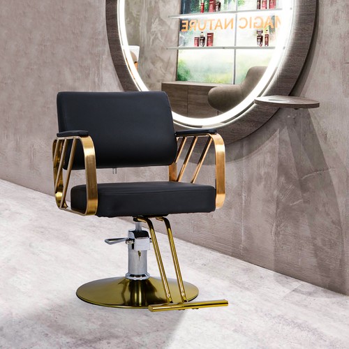 Black leather hydraulic salon - leather,