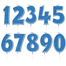 Blue Birthday Cake candles Age number 1 2 3 4 5 6 7 8 9 0 Cake Topper Decoration