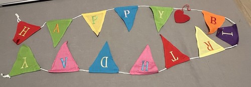 Happy birthday fabric bunting - happy,