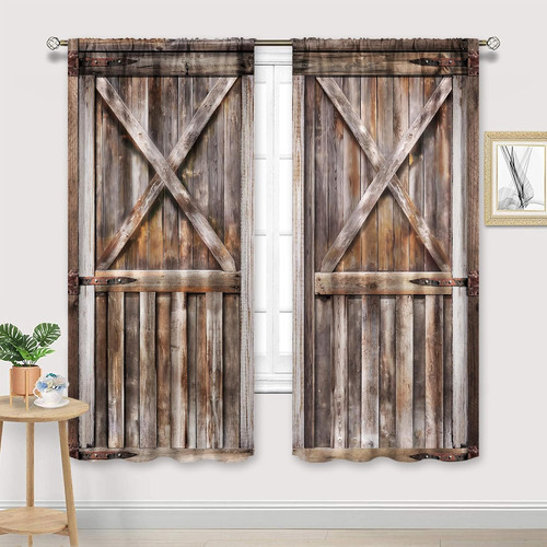 Rustic barn door curtains - rustic,